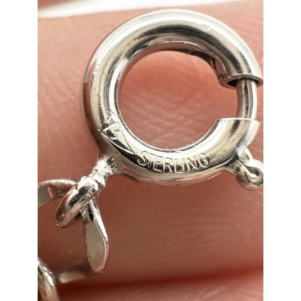 925 Sterling Silver Link Chain Music Note Bracelet 7”
